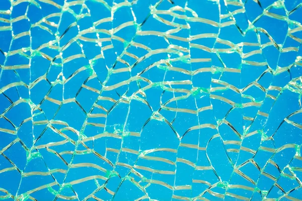 Vidro Rachado Azul Fundo Textura — Fotografia de Stock
