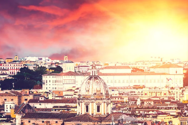 Vista Dall Alto Della Città Roma Tramonto Italia Tonica — Foto Stock