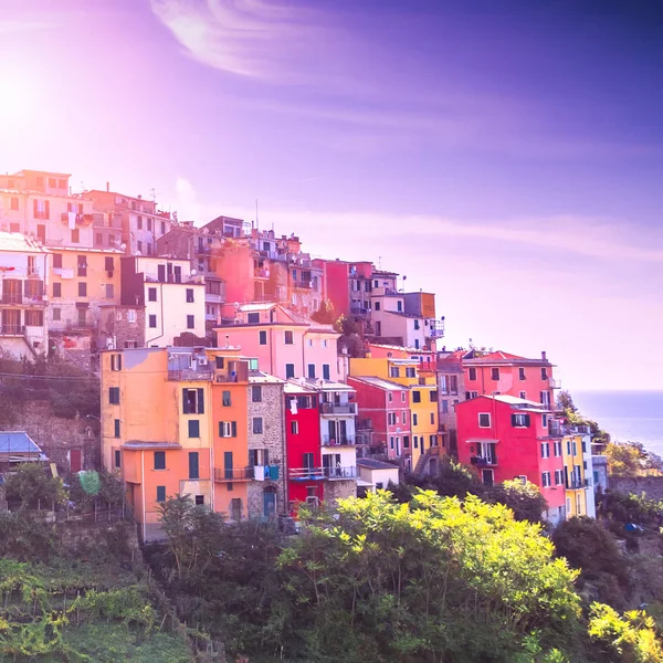 Tercer Pueblo Cique Terre Italia Secuencia Ciudades Montañosas Corniglia Durante — Foto de Stock