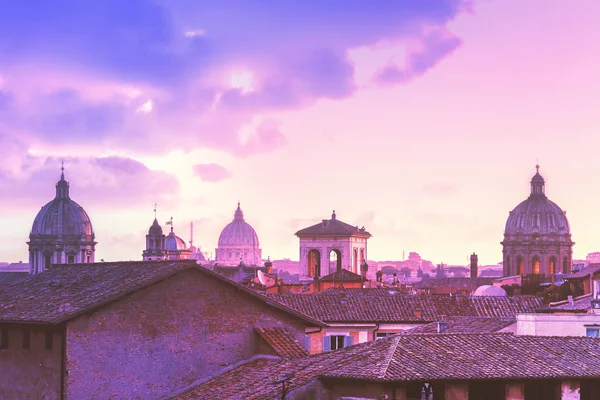 Róma Háztetőire Naplementekor — Stock Fotó