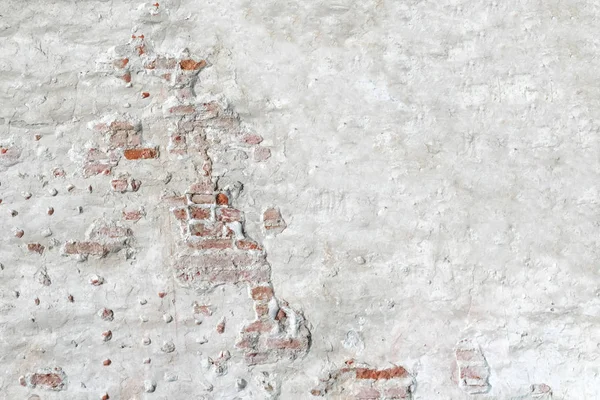 Beyaz Sıva Arka Plan Doku Kahverengi Tuğla Duvarı — Stok fotoğraf