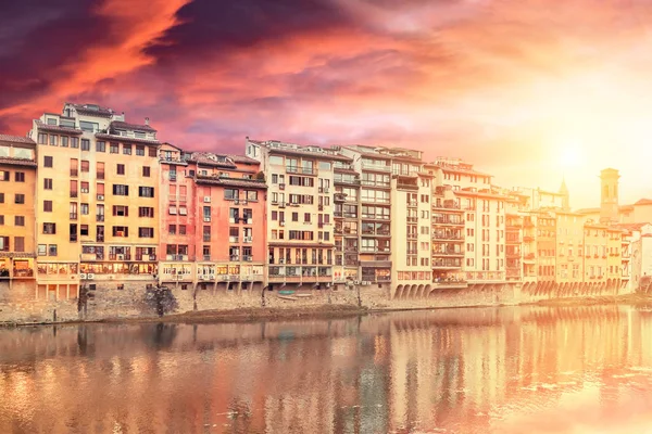 Pôr Sol Pitoresco Céu Sobre Florença Itália — Fotografia de Stock