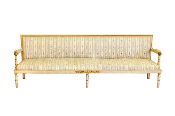 Beautiful Classic Retro Sofa Striped Upholstery White Background Isolated — Stock Photo, Image