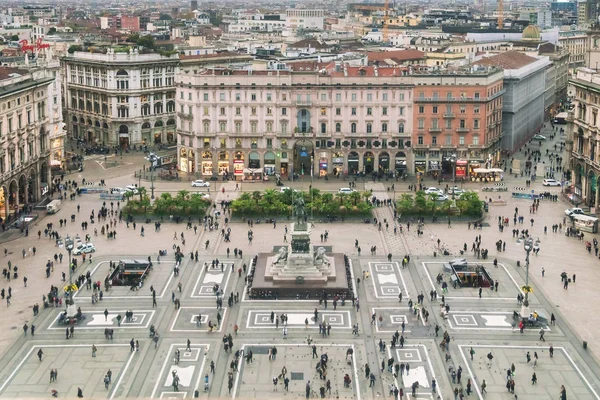Milán Italia Noviembre 2017 Piazza Duomo Con Estatua Ecuestre Del — Foto de Stock