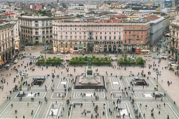 Milano Italien November 2017 Piazza Duomo Med Ryttarstaty Kung Vittorio — Stockfoto