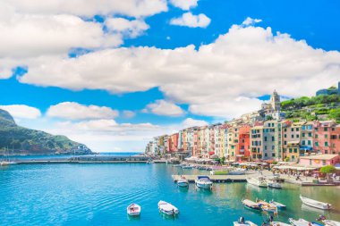 Güzel balıkçı Portovenere şehir Cinque Terre, Liguria, İtalya