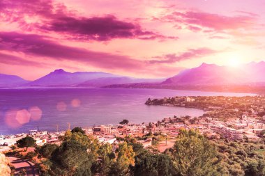 Porticello günbatımı, Sicilya, İtalya sırasında üstten görünüm