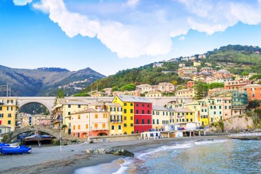 Bogliasco kıyı şeridi, Liguria, Genova bölgesi, İtalya