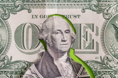 Bir dolarlık banknot George Washington oyma portre ile