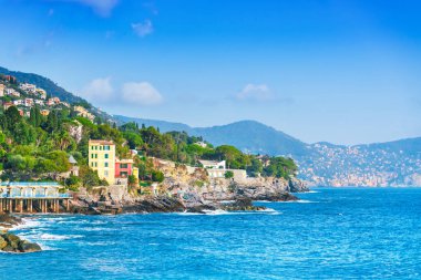 Bogliasco - balıkçı köyü Ligurya Rivierası, İtalya