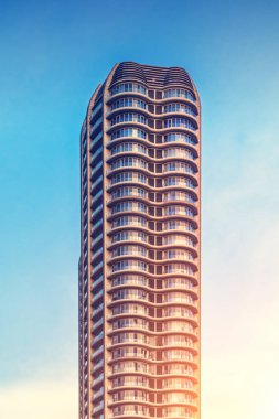 Modern gökdelen gökyüzü arka plan üzerinde. Tonda