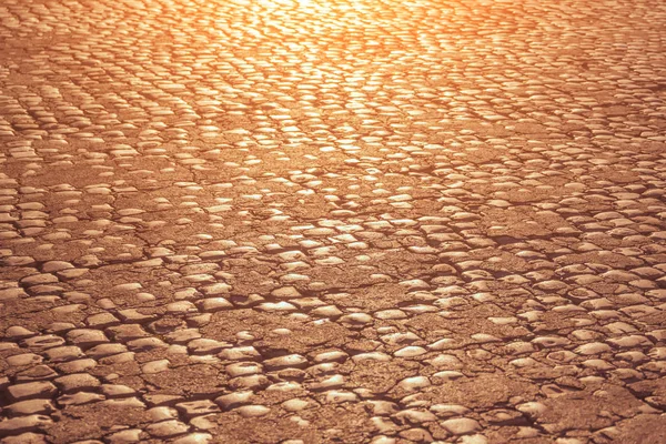 Arnavut Kaldırımlı Yol Günbatımı Arka Plan Doku — Stok fotoğraf