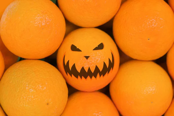 Tvář Halloween Pomeranč — Stock fotografie