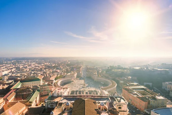 Вид Воздуха Площадь Святого Петра Ватикане Городской Пейзаж Над Куполом — стоковое фото