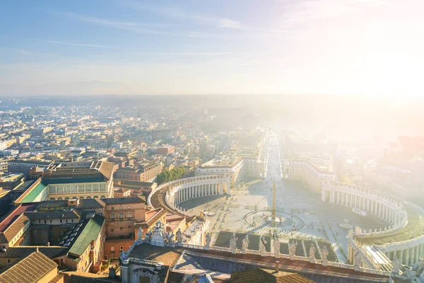 Saint Peter Meydanı Vatikan Hava Görünümünü Cityscape Bazilikanın Kubbe Görünümünden — Stok fotoğraf