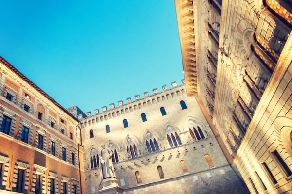 Piazza Salimbeni Siena Talya Sallustio Bandini Heykeli Tonda — Stok fotoğraf