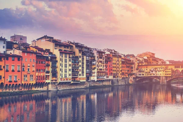 Belo Céu Pôr Sol Sobre Florença Itália — Fotografia de Stock