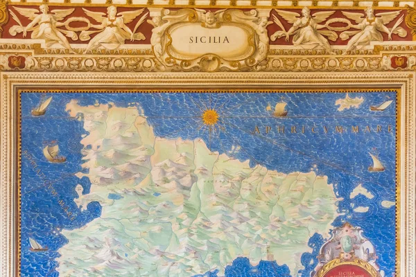 Città Del Vaticano Roma Ottobre 2017 Antica Mappa Della Sicilia — Foto Stock