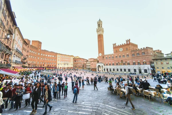 Сиена Италия Октября 2017 Года Здания Площади Пьяцца Дель Кампо — стоковое фото