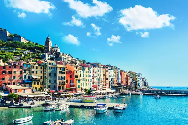 Porto Venere Renkli Resimli Limanı Talyan Rivierası Liguria Talya — Stok fotoğraf