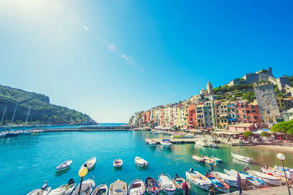 Güzel balıkçı Portovenere şehir Cinque Terre, Liguria, İtalya