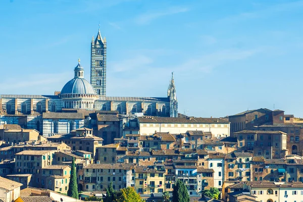 Bela Cidade Medieval Toscana Com Vista Para Catedral Dome Bell — Fotografia de Stock