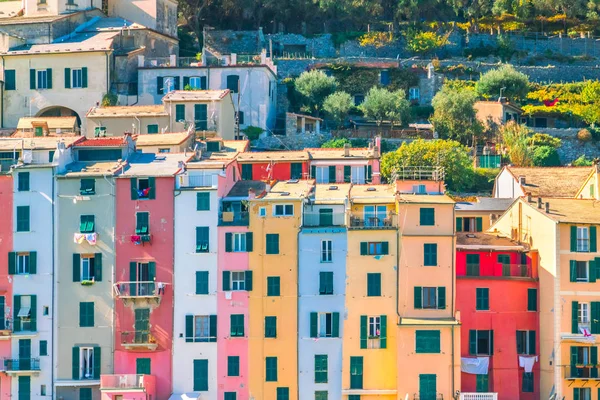 Fachadas Coloridas Casas Portovenere Ligúria Itália — Fotografia de Stock