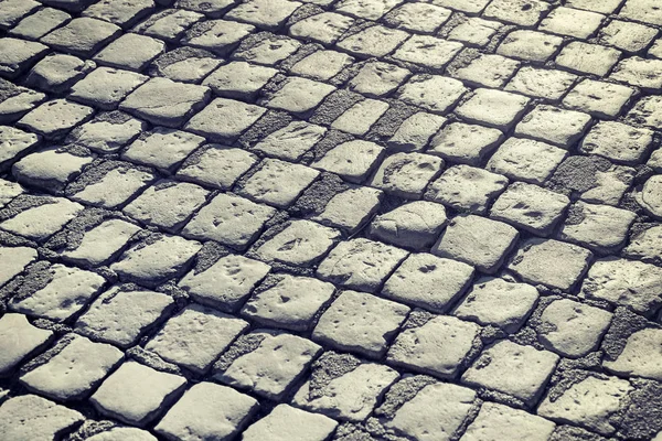 Old Cobblestone Road Background Texture Close Toned — Stock Photo, Image