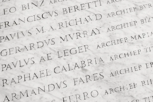 Marble Slab Names Pontiffs — Stock Photo, Image