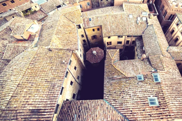 Üstten Görünüm Çatı Evlerin Siena Talya — Stok fotoğraf