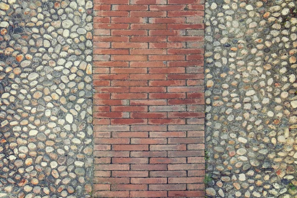 Parede Pedra Feita Seixos Tijolos Textura Fundo — Fotografia de Stock