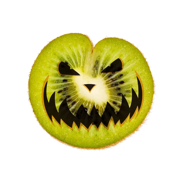 Halloween Arc Fél Egy Kiwi Elszigetelt Fehér — Stock Fotó