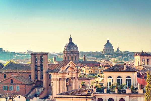 View of the roofs of houses in Rome, Italy