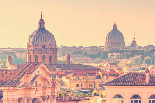 Bovenaanzicht Van Stad Rome Italië Toned — Stockfoto