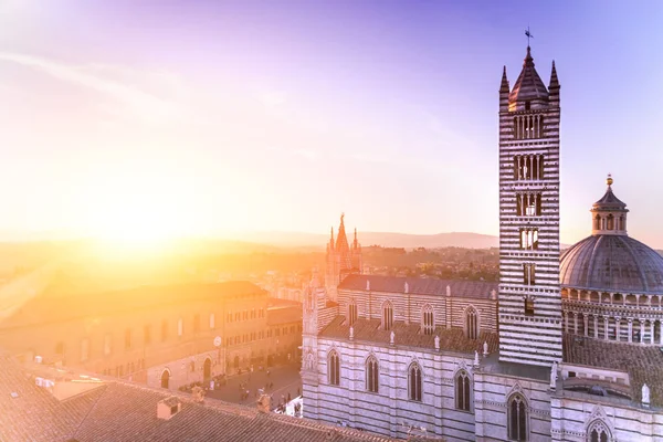Catedral Siena Pôr Sol Toscana Itália — Fotografia de Stock