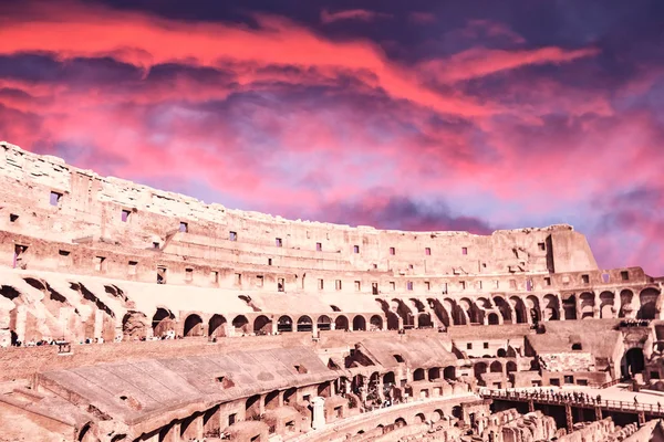 Cielo Scenografico Tramonto Sul Colosseo Roma Italia — Foto Stock