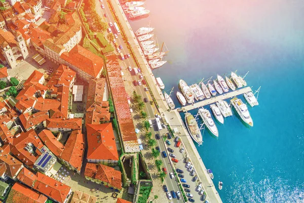 Old European City Marina Top View — Stock Photo, Image