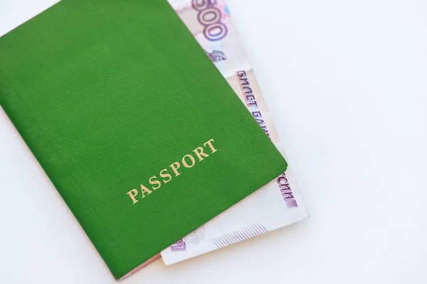 500 Rubli Zielony Paszport Białym Tle — Zdjęcie stockowe