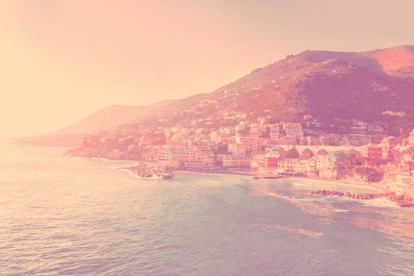 Panoramiczny Widok Bogliasco Latem Pięknym Widokiem Morze Liguria Genova Regionu — Zdjęcie stockowe