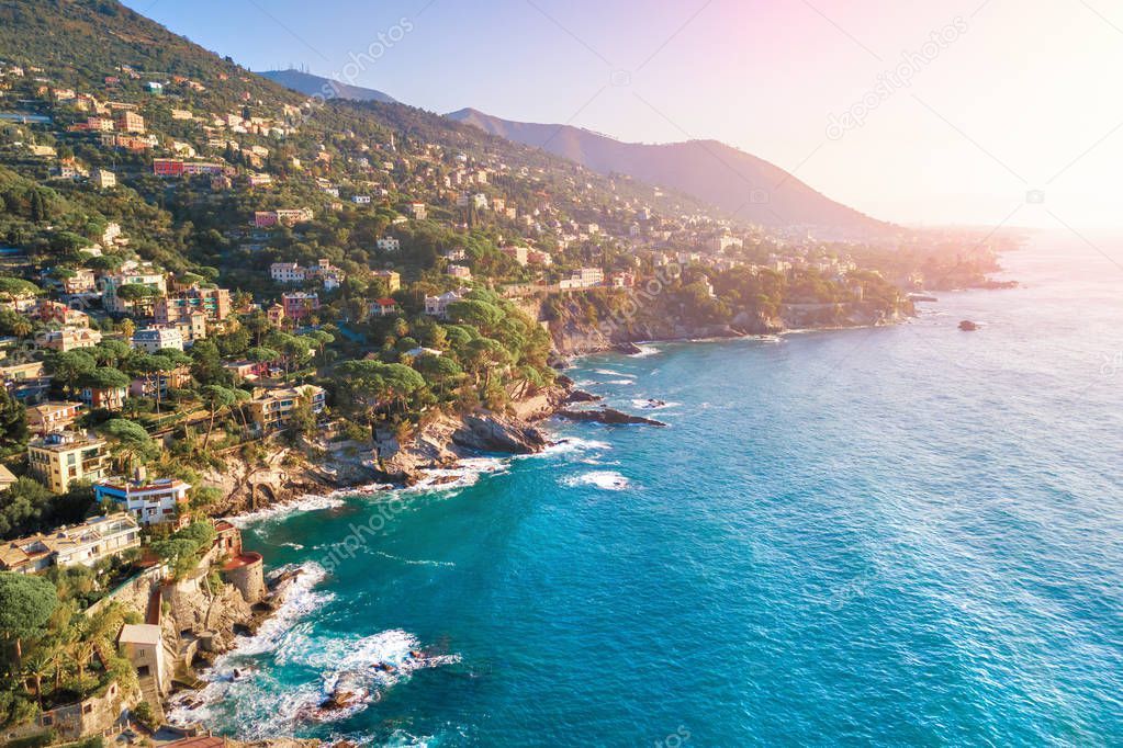 Top view of the Bogliasco. Italy. Cinque Terre