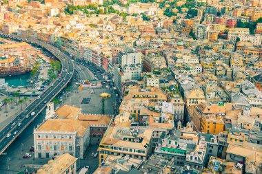Cityscape. Cenova, İtalya'nın üstten görünüm