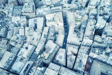 Cityscape. Eski Avrupa şehri, üstten görünüm. Tonda