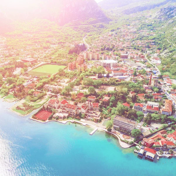 Mooie Europese Stad Resort Buurt Van Zee Het Zonlicht Bovenaanzicht — Stockfoto