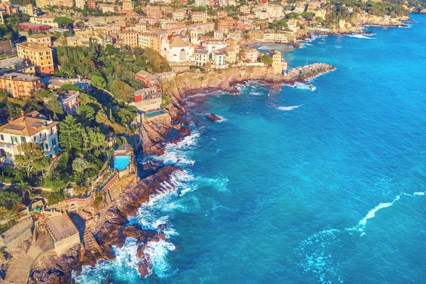 Vista Aérea Bogliasco Pintoresco Pueblo Pescadores Riviera Liguria Italia — Foto de Stock