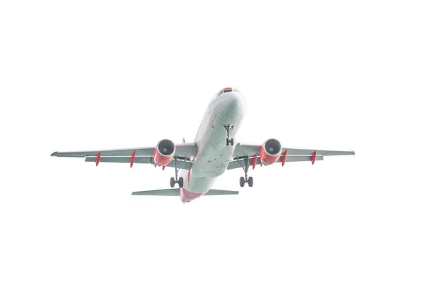 Самолет Полете Белом Фоне Isolated — стоковое фото