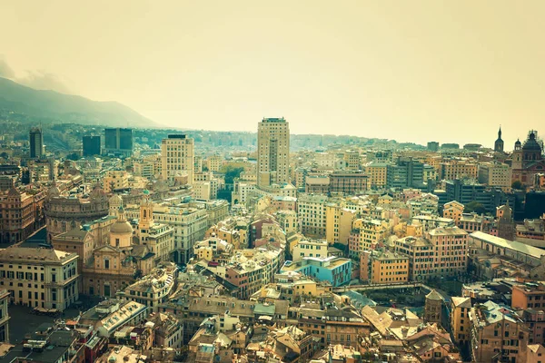 Top View City Genoa Italy Toned — Stock Photo, Image