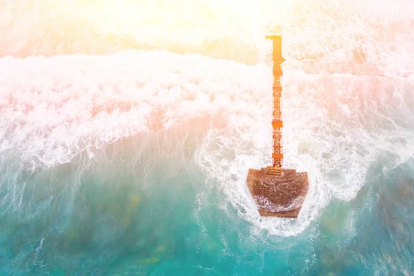 Vista Desde Dron Del Muelle Vacío Luz Del Sol —  Fotos de Stock