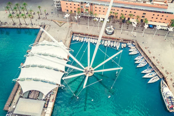 Scenic view from above on the port of Genoa, Italy