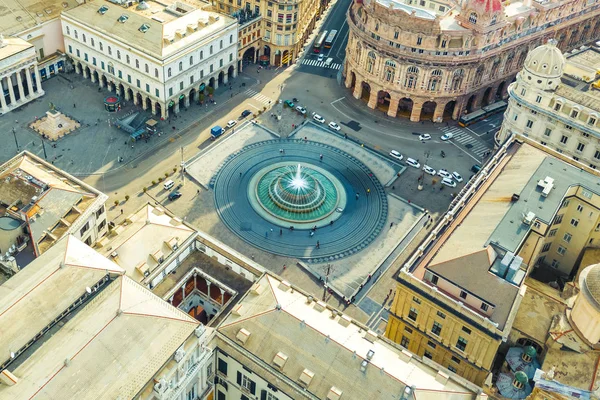 Top View Fountain Plaza Ferrari Genoa Italy — Stock Photo, Image