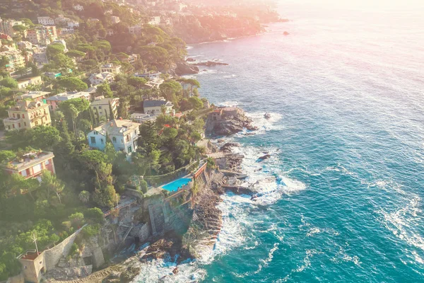 Vista Superior Bogliasco Bogliasco Uma Antiga Vila Piscatória Ligúria Riviera — Fotografia de Stock